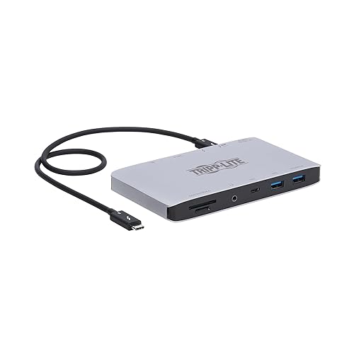 Thunderbolt 3 Dock with USB-C Compatibility, Dual Display - 8K DisplayPort, USB 3.2 Gen 2 10G, USB-A/USB-C Hub, GbE, International Plug Adapters