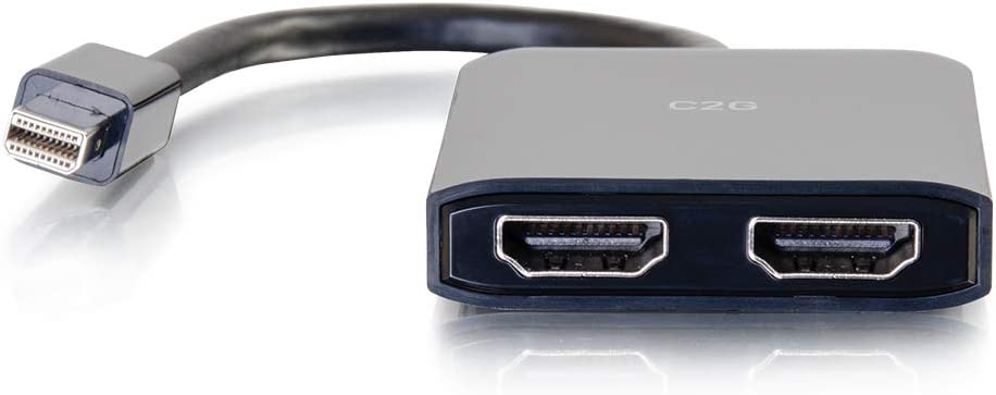 C2g/ cables to go C2G Mini Display Port to HDMI Monitor Splitter, 4K, 2 Port, USB Powered, MST, Not Compatible with Mac OS, Cables to Go 54292, Black Mini DisplayPort Dual HDMI Hub Black