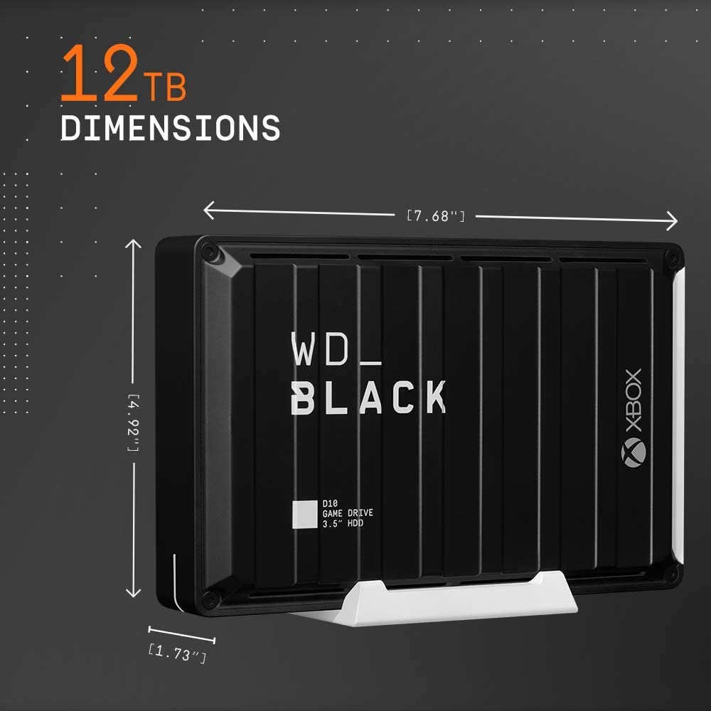 Western digital WD_BLACK 12TB D10 Game Drive for Xbox - Desktop External Hard Drive HDD (7200 RPM) with 1-Month Xbox Game Pass - WDBA5E0120HBK-NESN 12TB Xbox Hard Drive