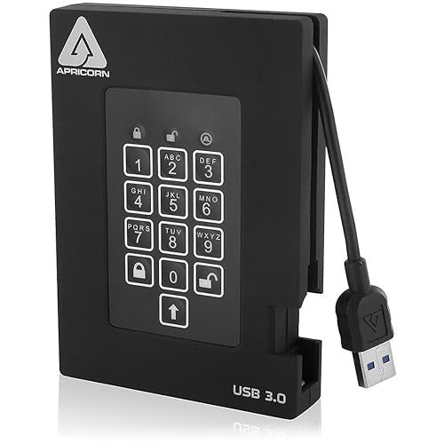 Apricorn Aegis Fortress FIPS 140-2 Level 2 Validated 500GB 256-Bit Encrypted USB 3 Hard Drive (A25-3PL256-500F) 500 GB