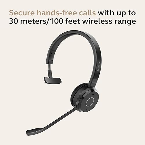 Jabra Evolve 65 TE (Third Edition) Wireless Single-Ear Headphones w/Charging Stand - Noise-Canceling Mic, 16 hrs Battery Life, Dual Connectivity, MS Teams Certified, Supports Other Platforms, Black