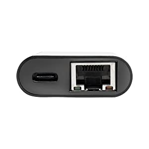 Tripp Lite USB C to Gigabit Ethernet Adapter USB Type C to Gbe Thunderbolt 3 Compatible w/ PD Charging (U436-06N-GB-C),black