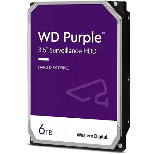 Western Digital Purple WD63PURZ 6 TB Hard Drive - 3.5 Internal - SATA (SATA/600) - Conventional Magnetic Recording (CMR) Method
