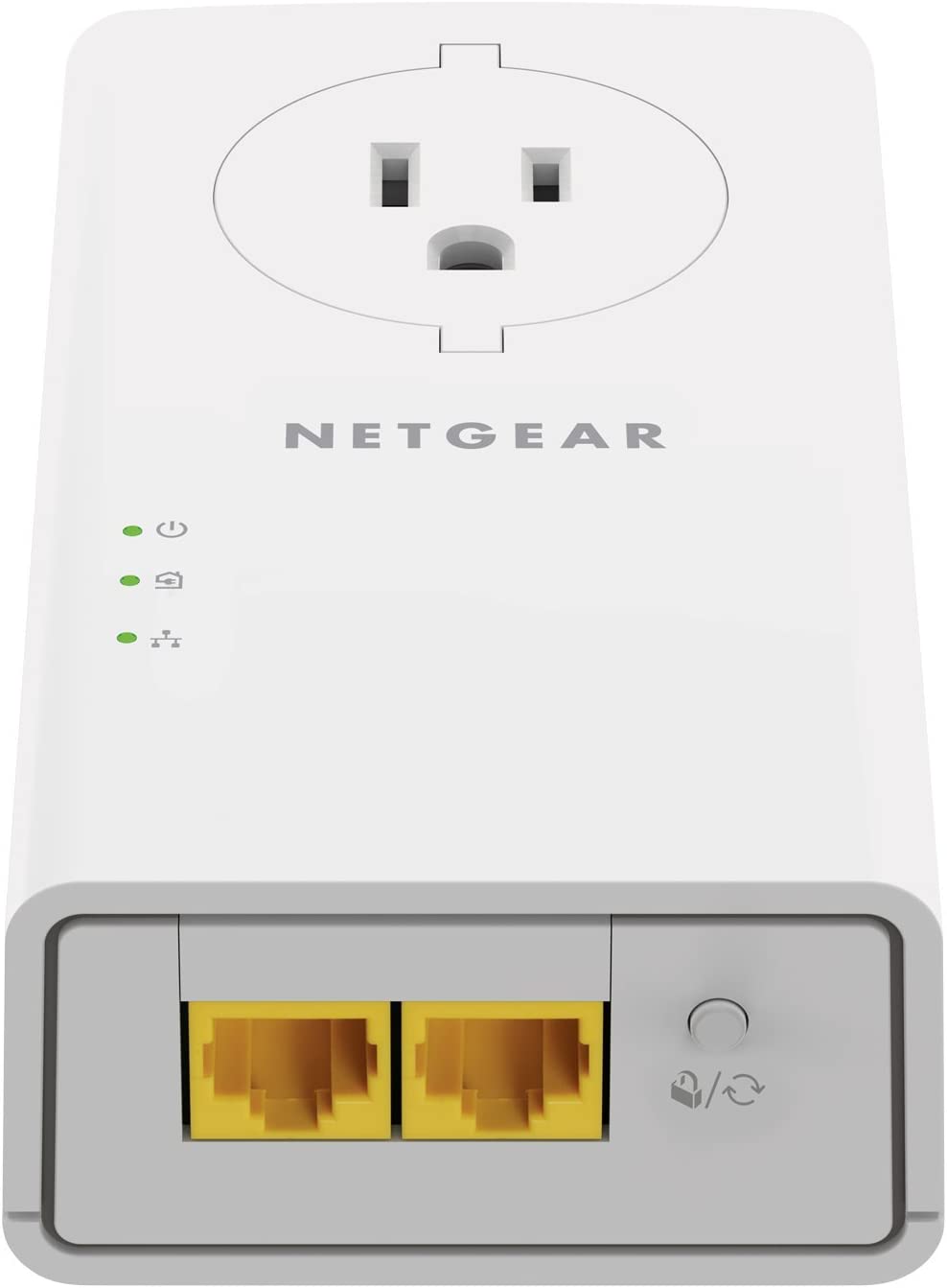 NETGEAR Powerline adapter Kit, 2000 Mbps Wall-plug, 2 Gigabit Ethernet Ports with Passthrough + Extra Outlet (PLP2000-100PAS) 2 Gbps Kit with Extra Outlet