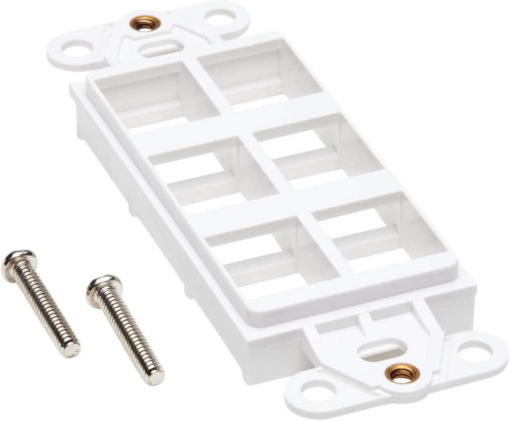 Tripp Lite Decora Wall Plate Insert, Decorative Center Plate, Vertical 6 Port Keystone Jack, White (N042D-006V-WH) 6 Ports Center Plate