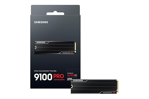 Samsung 9100 PRO with Heatsink - 2TB PCIe 5.0 x4, NVMe 2.0, M.2 Internal SSD, Up to 14,700MB/s, Fast Speed, Thermal Contorl, MZ-VAP2T0CW