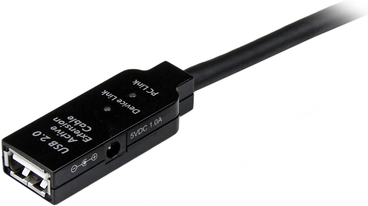 StarTech.com 5m USB 2.0 Active Extension Cable M/F - 5 meter USB A Male to USB A Female USB 2.0 Repeater / Extender Cable - Black - 15ft (USB2AAEXT5M) 16.4 ft USB 2.0 Cable