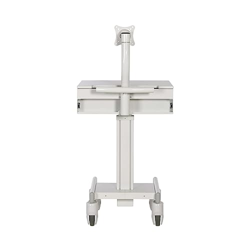 Tripp Lite Mobile Workstation with Monitor Arm, Casters, Locking Drawer TAA (WWSS1DWSTAA), White