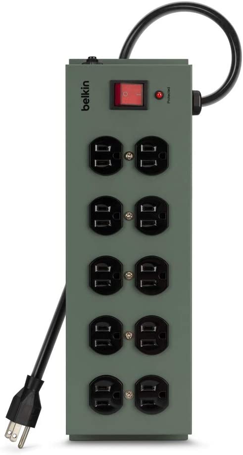Belkin Store and Charge (AC Classroom Charging Station for Laptops, Tablets) & 10-Outlet Metal Power Strip Surge Protector, 15ft Cord AC Charge Charging Station + Charger