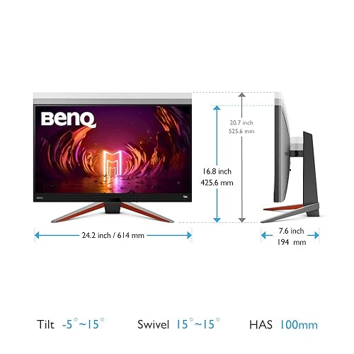 BenQ MOBIUZ EX270M Gaming Monitor 27 FHD 1080p 240Hz 1ms | IPS | HDRi | 99% sRGB | Freesync Premium | Eye-Care Tech | Adjustable Height, Swivel & Tilt | 2.1 Speakers | DisplayPort | HDMI | USB Hub