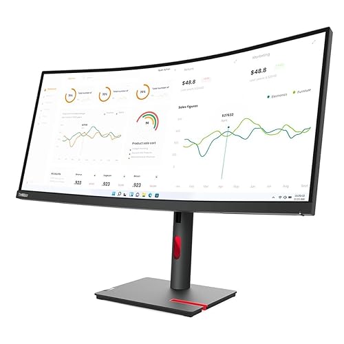 Lenovo ThinkVision T34w-30 34 Class UW-QHD Curved Screen LCD Monitor - 21:9 - Raven Black