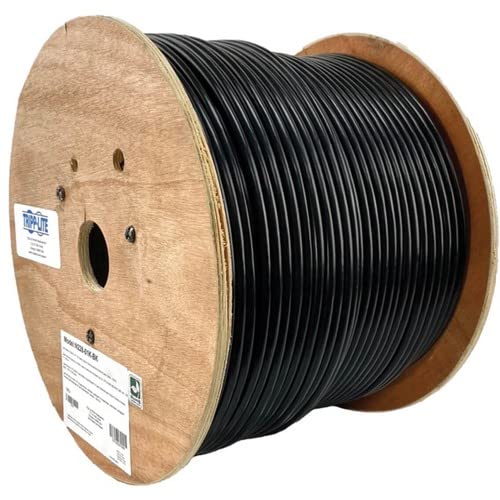 TRIPP LITE Cat6/Cat6e Bulk Ethernet Cable 600MHz Outdoor-Rated Black 1000ft (N228-01K-BK)