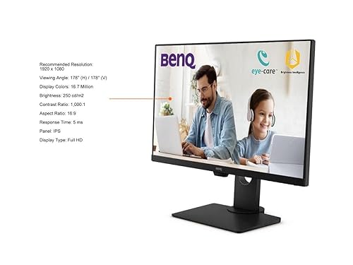 BenQ GW2780T 27 Inch 1080P FHD IPS Computer Monitor with an Ultra Slim Bezel, Built in Speaker, Brightness Intelligence, Cable Management System, HDMI, DP and D-sub 27 Inch 60 Hz | FHD | IPS