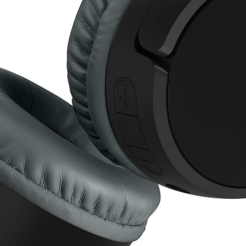 Belkin SoundForm Children's Mini Wireless Headphones with Built-in Microphone and Fun Sticker 30 Hours Playback - Study Holidays on Ear Headphones for iPhone, iPad, Galaxy, Black