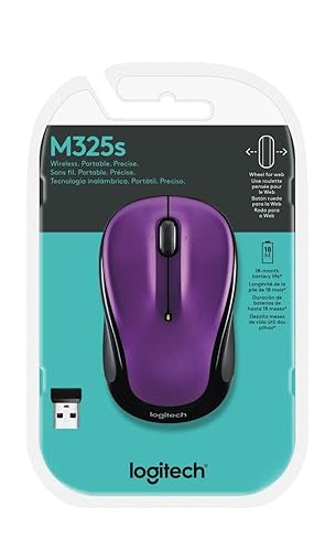 Logitech M325s Wireless Mouse, 2.4 GHz with USB Receiver, 1000 DPI Optical Tracking, 18-Month Life Battery, PC/Mac/Laptop/Chromebook - Vivid Violet M325s (NEW) Vivid Violet