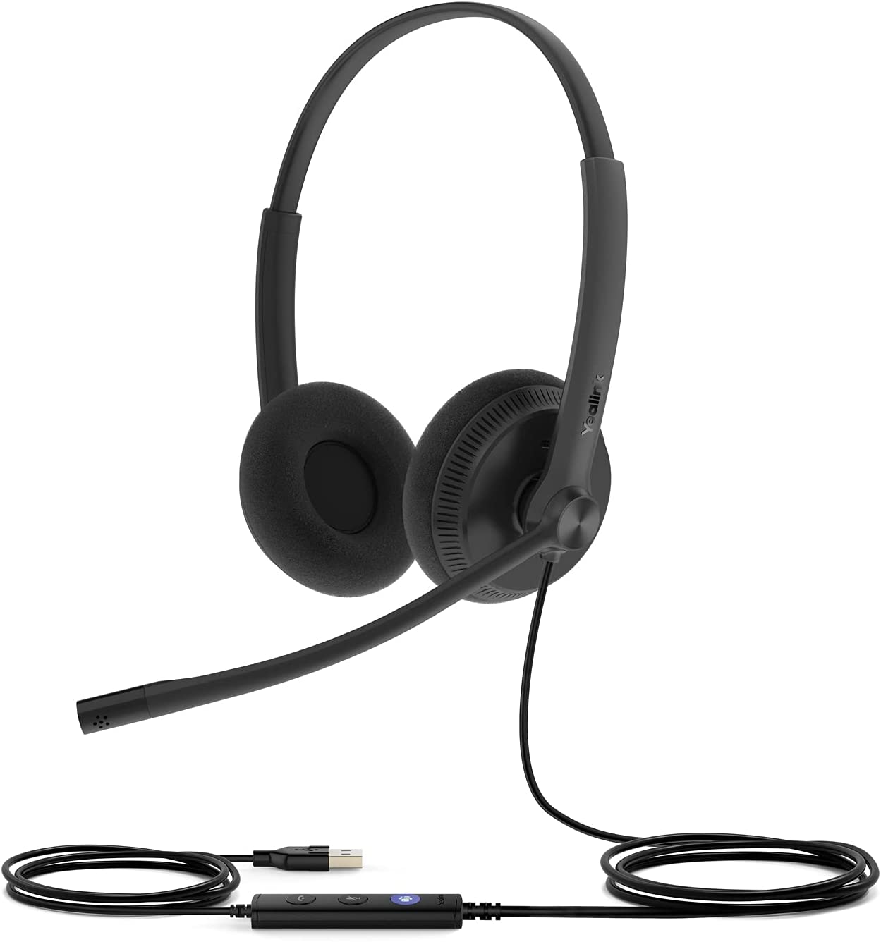 Yealink Bluetooth Headset with Microphone for PC USB Computer Headset Telephone Headset Teams Certified UH38 UH36 with Noise-Canceling with Mic Stereo (UH34 Dual Lite Teams, Black) Lite-USB-A Dual