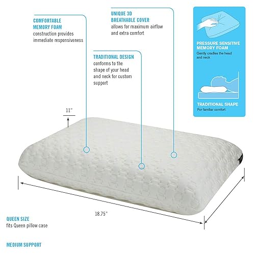 ObusForme Neck Pillow | Memory Foam Pillow | Comforms to Head and Neck Curvature for Optimal Support and Sleep | Breathable Cover for Maximum Airflow | Comfort Sleep