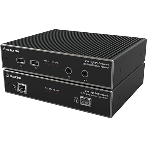 Black Box Network Services KVXHP-400 Mst Kvm Extender Over Catx/fiber - Quad-monitor 4k Displayport Usb 2.0 Hub Se