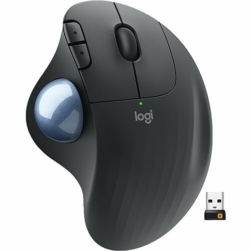 Logitech Ergo M575 Wireless Trackball Mouse - Easy Thumb Control, Precision and Smooth Tracking, Ergonomic Comfort Design, for Windows, PC and Mac with Bluetooth and USB Capabilities (Black)