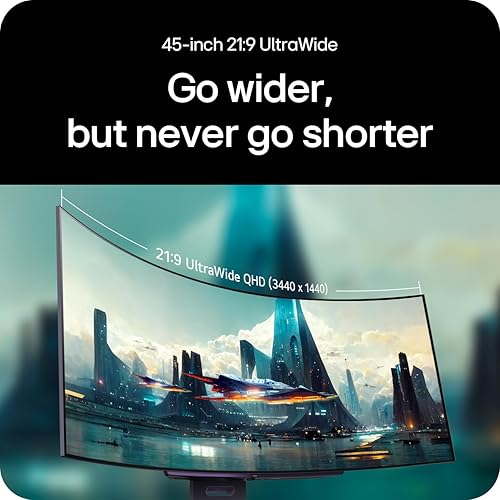 LG Ultragear™ 45GX90SA - 45-inch OLED 240Hz 0.03ms WQHD Curved Smart Gaming Monitor webOS/AI Personalized Picture Wizard/USB-C PD 65W / HDMI 2.1 / NVIDIA® G-SYNC® / AMD FreeSync™ Premium/Black White 45" WQHD 3440 x 1440 240 Hz