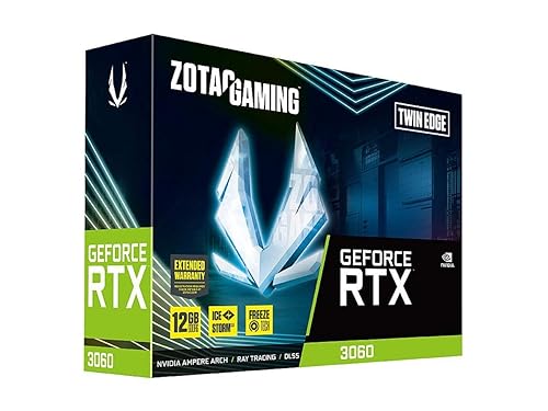 ZOTAC Gaming GeForce RTX 3060 Twin Edge 12GB GDDR6 192-bit 15 Gbps PCIE 4.0 Gaming Graphics Card, IceStorm 2.0 Cooling, Active Fan Control, Freeze Fan Stop, ZT-A30600E-10M