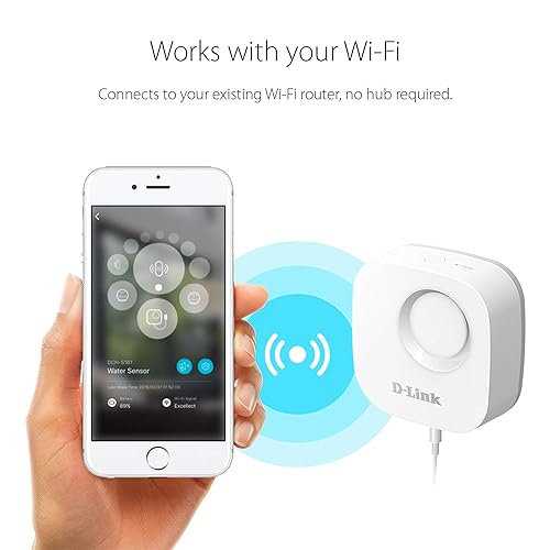 D-Link DCH-S161 WiFi Water Sensor and Alarm, Smart App Alerts, Battery Powered Remote Water Leak Detector, 90dB and LED Signal