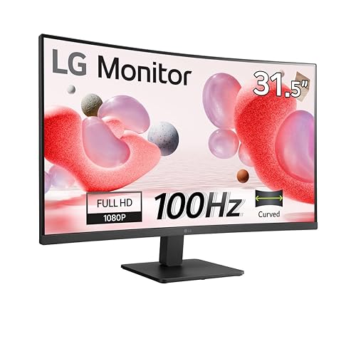 LG FHD Monitor (32MC50C-B) 31.5 inch FHD (1920x1080) Curved Display(1500R), 100Hz Refresh Rate, AMD FreeSync, Black Stabilizer, Black 32" Curved 100 Hz FHD 1920 x 1080