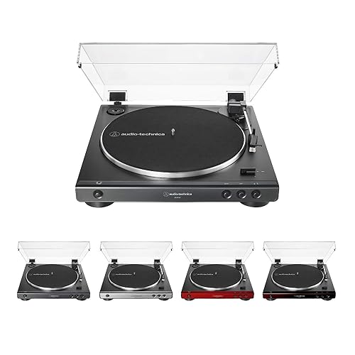 Audio-Technica AT-LP60X-BK Fully Automatic Belt-Drive Stereo Turntable, Black, Hi-Fi, 2 Speed, Dust Cover, Anti-Resonance, Die-Cast Aluminum Platter Black Wired Turntable