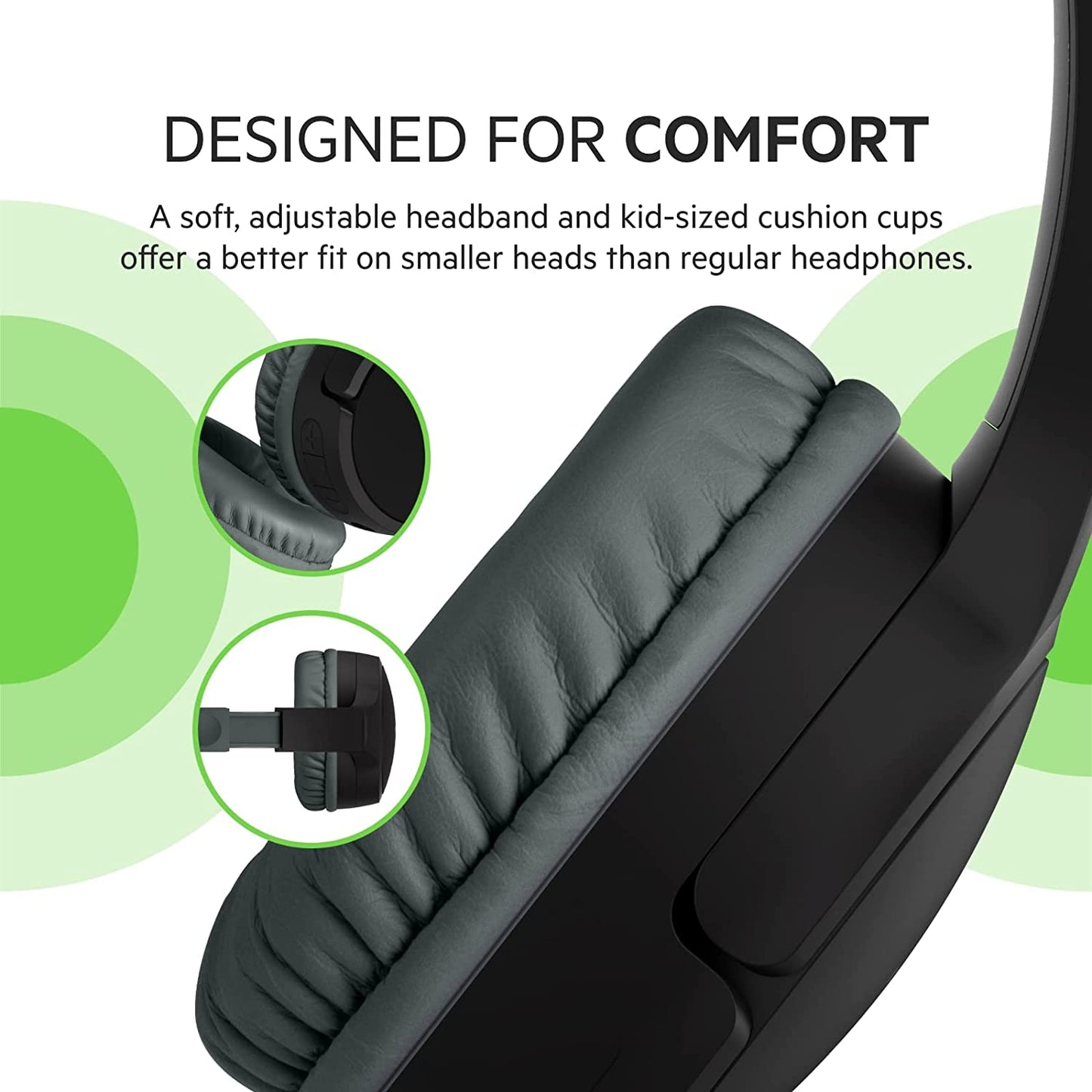 Belkin SOUNDFORM Mini Kids Wireless Headphones with Built in Mic, 30 Hours Playtime, Bluetooth 5.0 or Wired Connection, On Ear Headsets for Travel, School - Compatible with iPads, Galaxy, Tablet–Black Black No Case