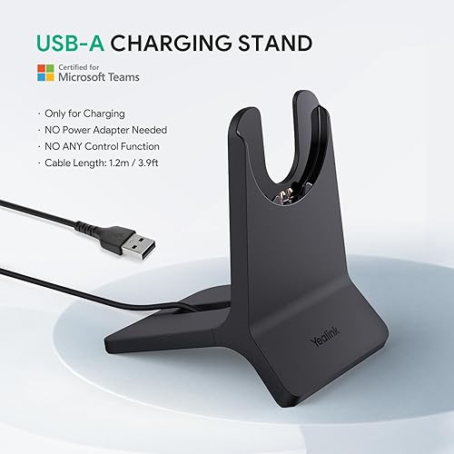 Yealink BHC70 Charging Stand for BH70 Bluetooth Headset & WH64 Hybrid Headphone, =90min Fast Charging, NO Power Adapter Needed, NO Headset Control Function, 1.2m USB-A Cable (ONLY Charging Base)