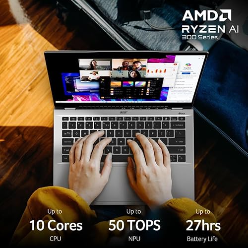 Acer Swift 14 AI Copilot+ PC | 14" WUXGA 16:10 Touch Display | AMD Ryzen AI 9 365 10-Core (Up to 5.0GHz & Up to 73 Tops) | AMD Radeon 880M | 16GB LPDDR5X | 1TB Gen 4 SSD | Wi-Fi 7 | SF14-61T-R49D