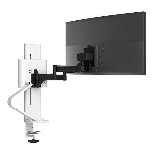 Ergotron – Trace™ Single Monitor Arm, VESA Desk Mount – for Monitors Up to 38 Inches, 6.5 to 21.5 lbs – White