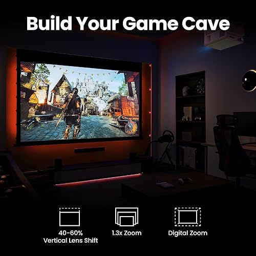BenQ X3100i True 4K UHD 4LED Gaming Projector, 3300 ANSI Lumens, 4.2ms 1080p 240Hz, 100% DCI-P3, Preset Game Modes, Android TV, 10W TreVolo Speakers, Vertical Lens Shift, eARC, 3D 100 at 8.2ft + Lens Shift