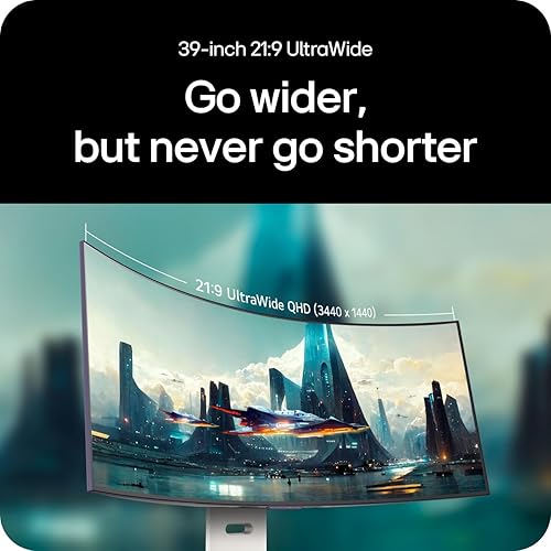 LG 39GX90SA-W 39-inch Ultragear WQHD (3440 x 1440) OLED Curved Gaming Monitor 240Hz, 1ms, NVIDIA G-Sync Compatible, AMD FreeSync Premium, VESA DisplayHDR True Black 400, webOS, USB Type-C, White White 39" WQHD 3440 x 1440 240 Hz