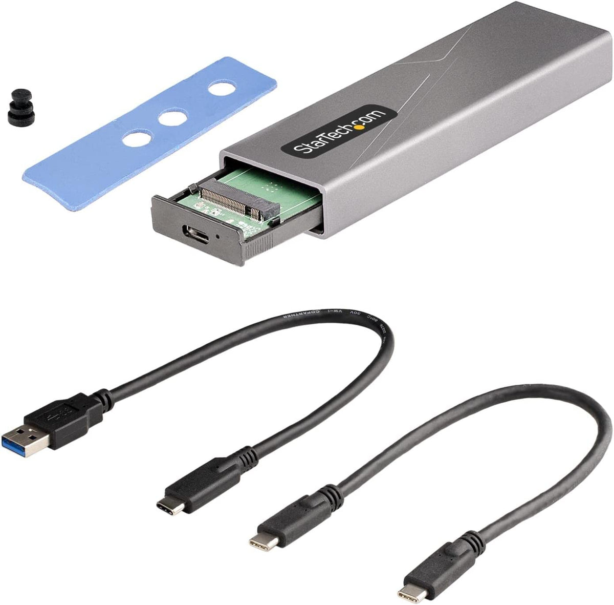 StarTech.com USB-C 10Gbps to M.2 NVMe or M.2 SATA SSD Enclosure - Tool-free External M.2 PCIe/SATA NGFF SSD Aluminum Case - USB Type-C&A Host Cables - Supports 2230/2242/2260/2280 (M2-USB-C-NVME-SATA)