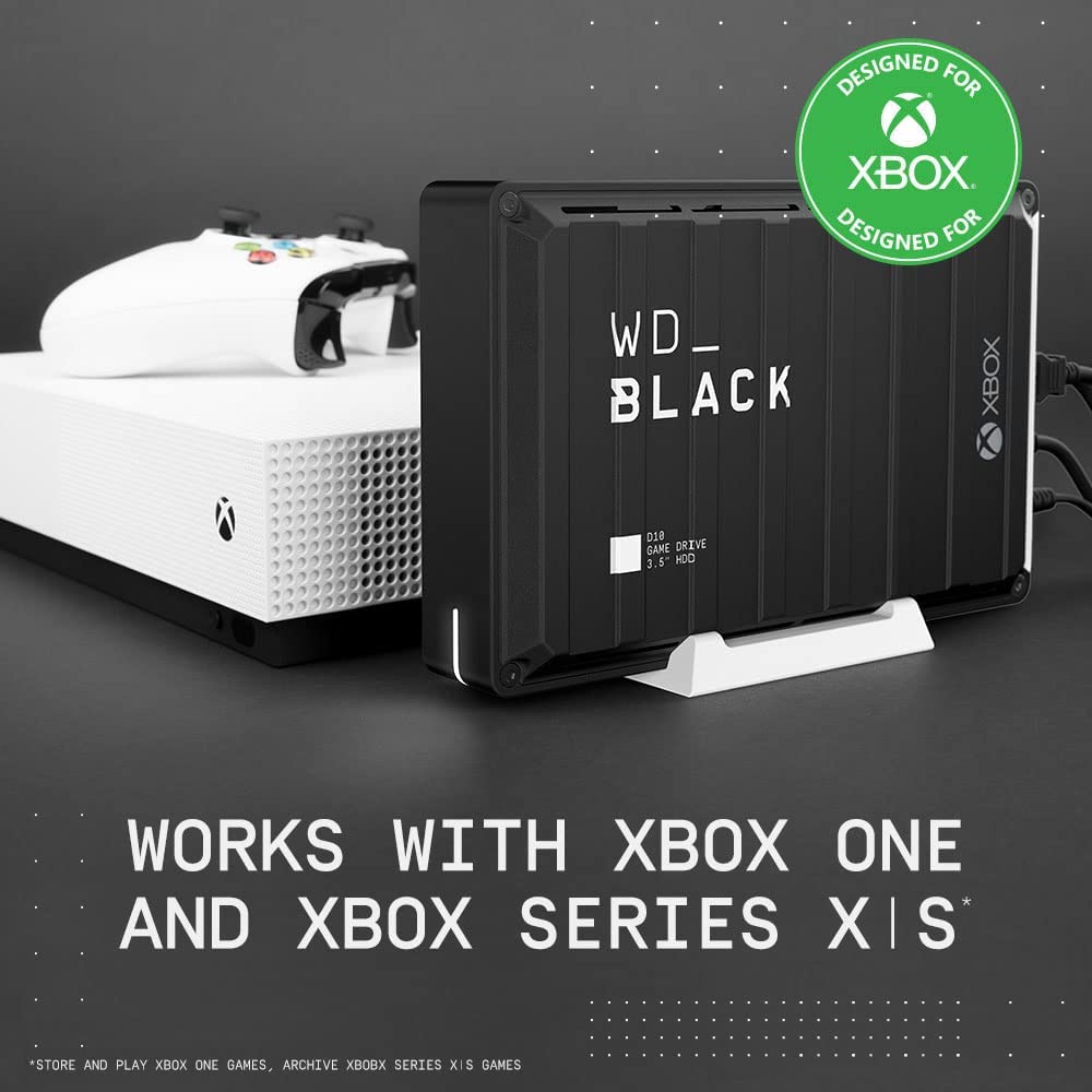 Western digital WD_BLACK 12TB D10 Game Drive for Xbox - Desktop External Hard Drive HDD (7200 RPM) with 1-Month Xbox Game Pass - WDBA5E0120HBK-NESN 12TB Xbox Hard Drive