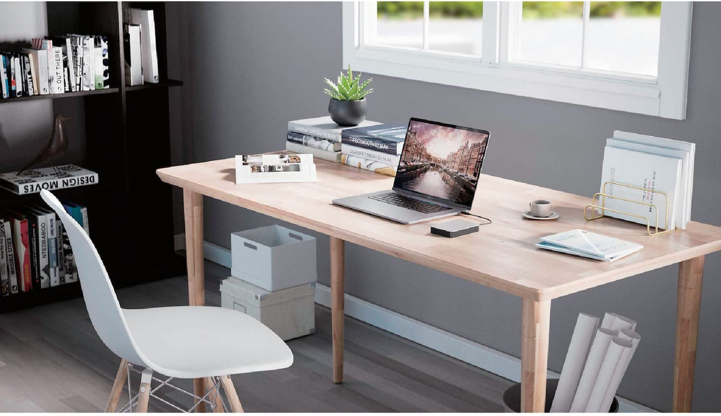 Seagate LaCie Mobile Drive 2TB External Hard Drive Portable HDD - Moon Silver, USB-C 3.2, for PC and Mac, Post-Consumer Recycled, with Adobe All Apps Plan and Rescue Services (STLP2000400)