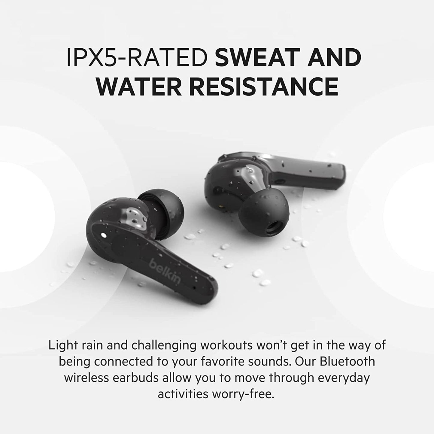 Belkin Wireless Earbuds, SOUNDFORM Move True Wireless Bluetooth Earphones with Touch Controls IPX5 Certified Sweat and Water Resistant with Deep Bass for iPhones and Androids and More