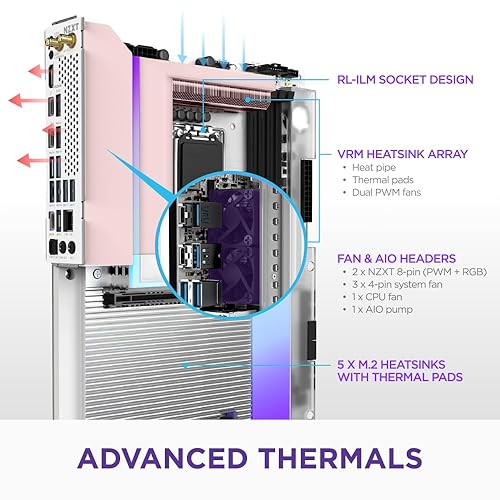 NZXT N9 Z890 - Intel Z890 LGA 1851 ATX Gaming Motherboard for Core Ultra (Series 2) - 20+1+1, DDR5, 5X M.2, PCIe 5.0, Wi-Fi 7, 5GbE, Thunderbolt 4 - RGB, Full-Metal Cover, White PCB