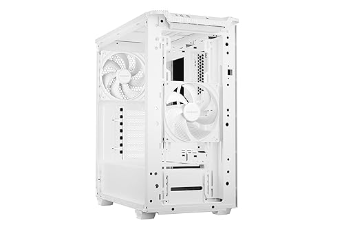 be quiet! Pure Base 501 White PC case | 2 Preinstalled Quiet Fans | Mid Case | USB 3.2 Gen | Quiet PC Case