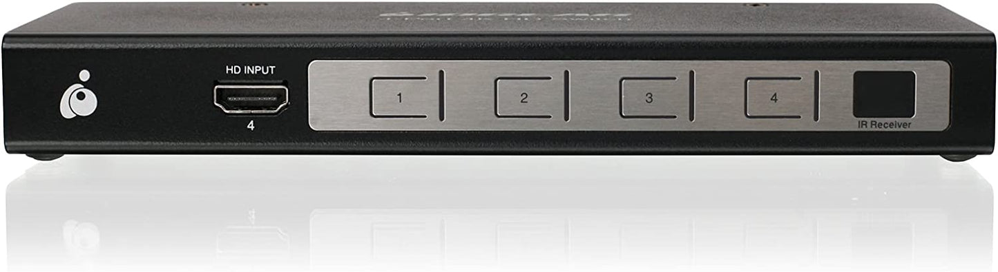 IOGEAR HDMI 4 Port Switch - 4K @ 60Hz - 4 In x 1 Out - True HD and DTS HD Master Audio - Auto Switch - IR Remote Control - Front panel LED - GHSW8441 4K 4-Port Switcher with HDMI