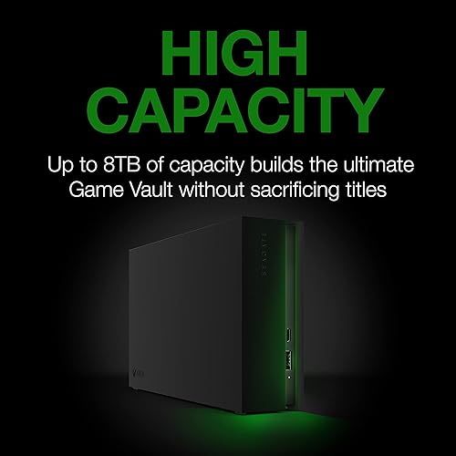 Seagate Game Drive Hub 8TB External Hard Drive Desktop HDD - USB 3.2 Gen 1, Dual USB-C and USB-A Ports, Xbox Certified, with Xbox Green LED Lighting and 3 Year Rescue Services (STKW8000400)