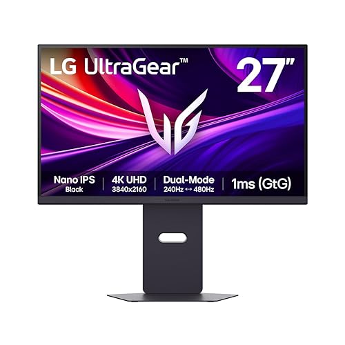 LG Ultragear™ 27G850A 27" 4K UHD Nano IPS Black Gaming Monitor, 240Hz, Dual-Mode (4K 240Hz / FHD 480Hz), 1ms (GtG), DisplayHDR 600, NVIDIA G-SYNC Compatible, AMD FreeSync Premium Pro, DisplayPort 2.1