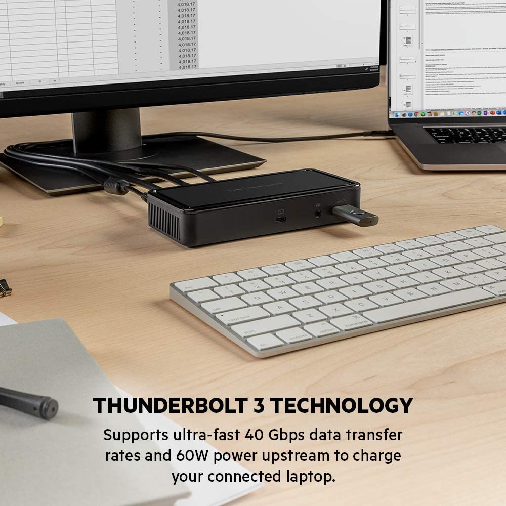 Belkin Thunderbolt 3 Dock Plus w/ 2.6ft Thunderbolt 3 Cable (Thunderbolt Dock for macOS and Windows) Dual 4K @60Hz, 40Gbps Transfer Speeds, 60W Upstream Charging