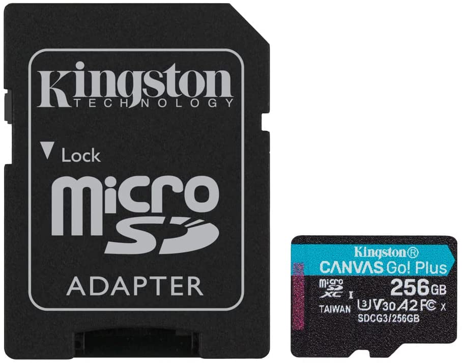 Kingston 256GB microSDXC Canvas Go Plus 170MB/s Read UHS-I, C10, U3, V30, A2/A1 Memory Card + Adapter (SDCG3/256GB) microSD Card 256GB Faster (Up to 170 MB/s) Single