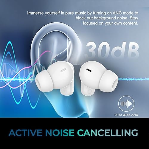 Adesso Xtream T2 in-Ear Bluetooth 5.3 Wireless Earbuds with ANC, Dual Mic, Touch Controls, Wireless Charging, Built-in Microphone & Multi-Platform Compatibility