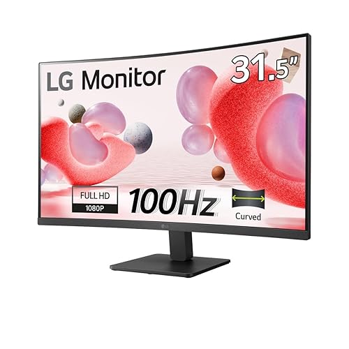 LG FHD Monitor (32MC50C-B) 31.5 inch FHD (1920x1080) Curved Display(1500R), 100Hz Refresh Rate, AMD FreeSync, Black Stabilizer, Black 32" Curved 100 Hz FHD 1920 x 1080
