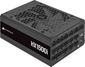 Corsair HX1500i, HXi Series, 80 PLUS Platinum Fully Modular Ultra-Low Noise ATX Digital Power Supply (Triple EPS12V Connectors, 140mm Fluid Dynamic Bearing Fan, Zero RPM Fan Mode) Black 1500 Watt HXi Power Supply