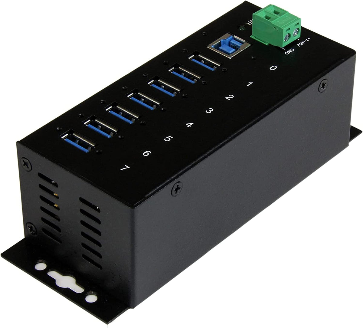 StarTech.com 7-Port USB 3.0 Hub - Metal Industrial USB-A Hub with ESD Protection & 350W Surge Protection - Din Rail, Wall or Desk Mountable - TAA Compliant USB Expander Hub (ST7300USBME) 7 Port USB 3.0