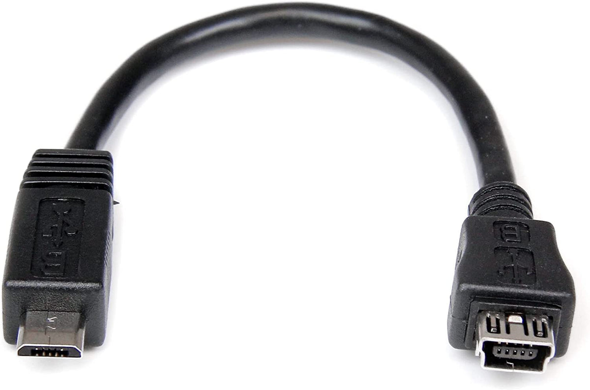 StarTech.com 6in Micro USB to Mini USB Adapter Cable M/F - Micro USB male to Mini USB female - Micro USB to Mini USB Adapter (UUSBMUSBMF6),Black Cable Micro USB Male to Mini USB Female